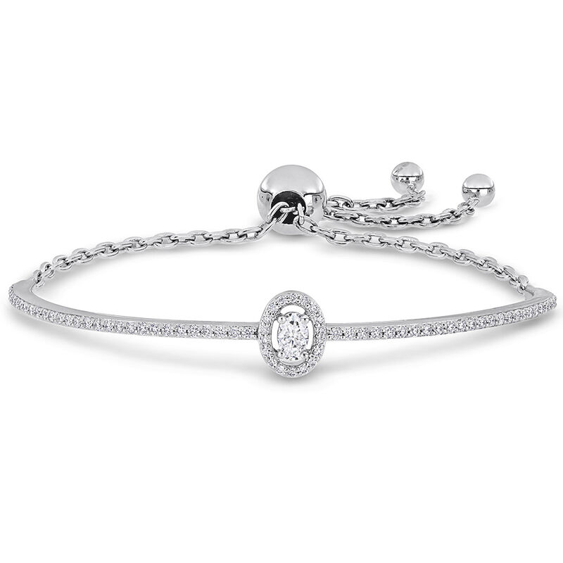 Moissanite Bolo Bracelet with Oval Stone in Sterling Silver &#40;3/4 ct. tw.&#41;
