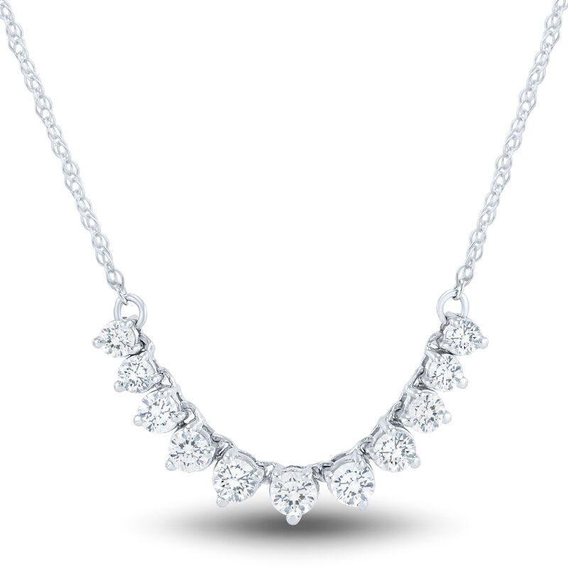 Lab Grown Diamond Graduated Smile Necklace in 14K White Gold &#40;1/2 ct. tw.&#41;