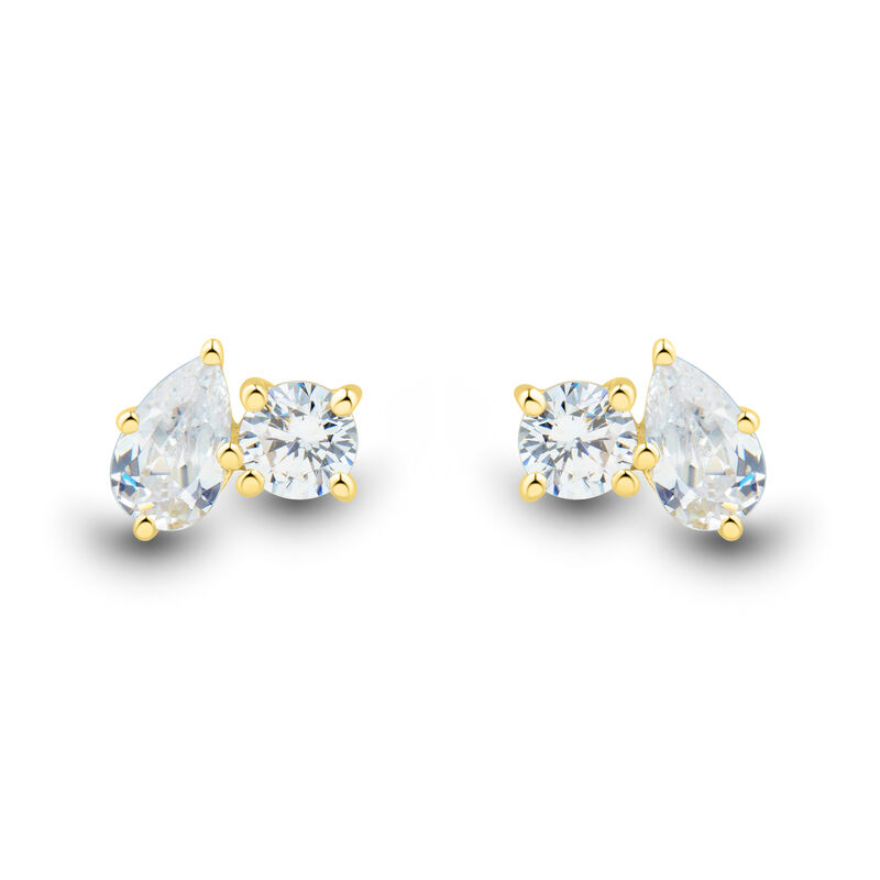 Lab Grown Diamond Toi et Moi Pear and Round-Shaped Earrings in 10K Yellow Gold &#40;1/2 ct. tw.&#41;