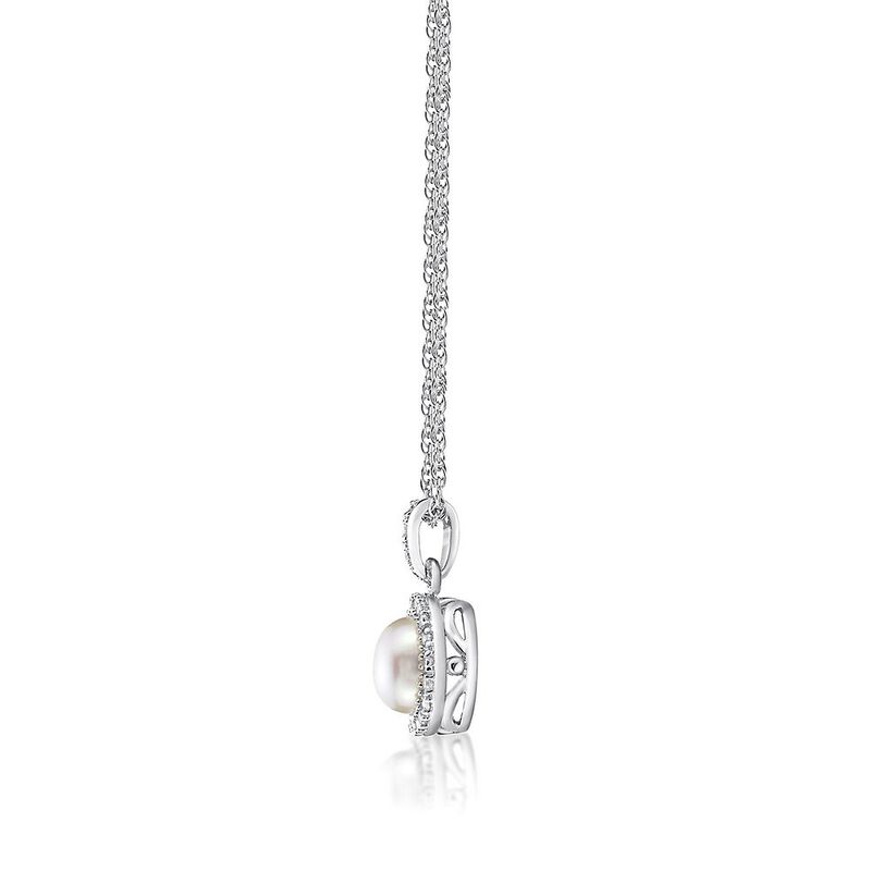 Freshwater Cultured Pearl &amp; 1/10 ct. tw. Diamond Pendant in Sterling Silver