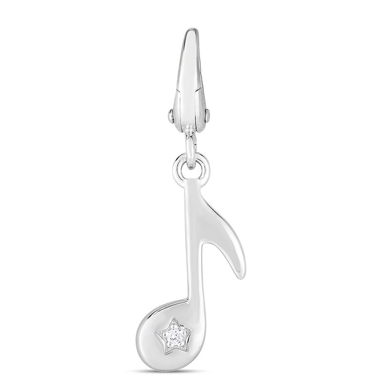 Diamond Music Note Charm in Sterling Silver