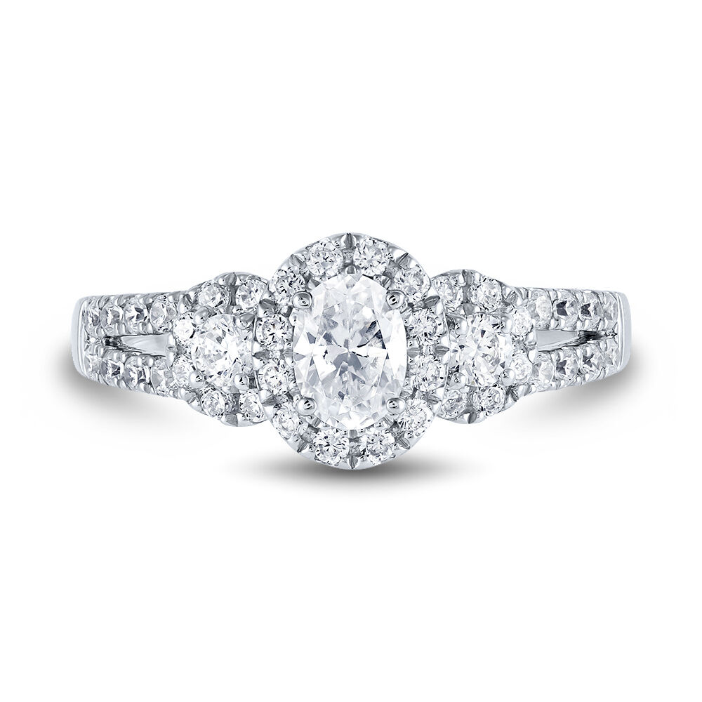 Tapered 3 Stone Oval and Pear Diamond Engagement Ring | R1101W | Valina  Engagement Rings
