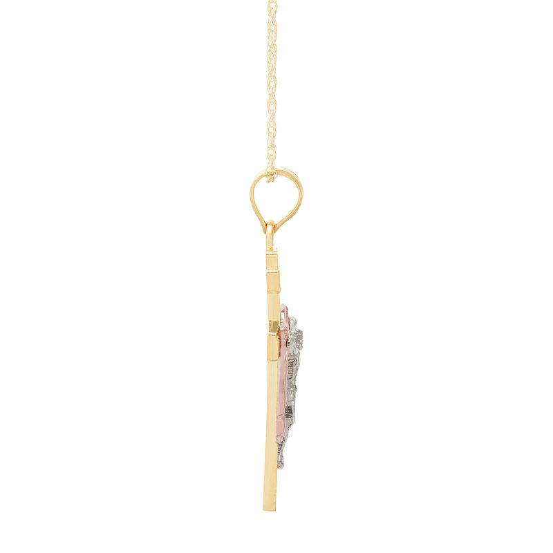 Crucifix Pendant in 10K Yellow, White and Rose Gold