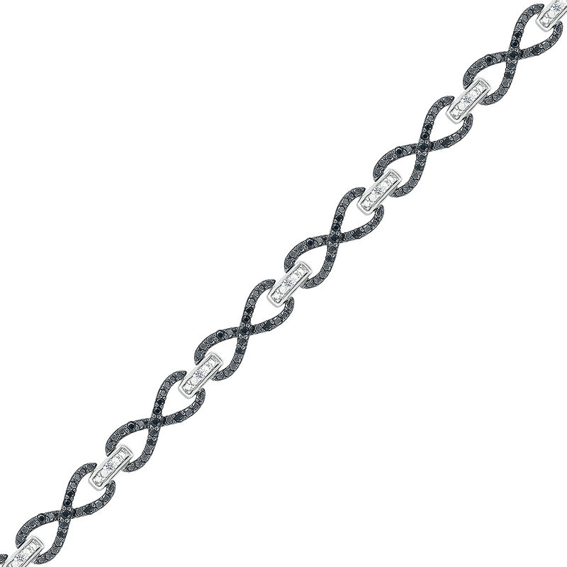 Infinity Bracelet with Black &amp; White Diamonds in Sterling Silver &#40;1/2 ct. tw.&#41;