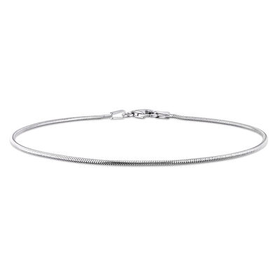 Snake Chain Anklet in Sterling Silver, 9”