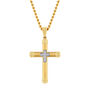 Men&#39;s Cross Pendant with Diamond Accents in Yellow Ion-Plated Stainless Steel