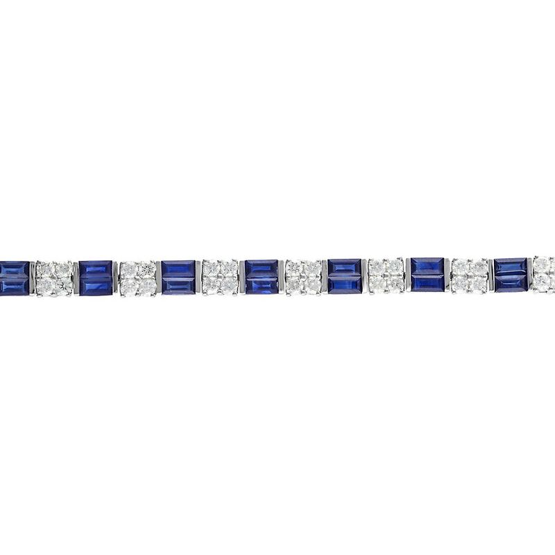 Lab Created Blue &amp; White Sapphire Bracelet in Sterling Silver