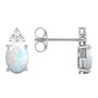 Lab Created Oval Opal &amp; Lab Created White Sapphire Earrings in Sterling Silver