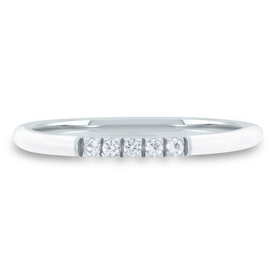 White Enamel and Lab Created White Sapphire Stack Ring in Sterling Silver