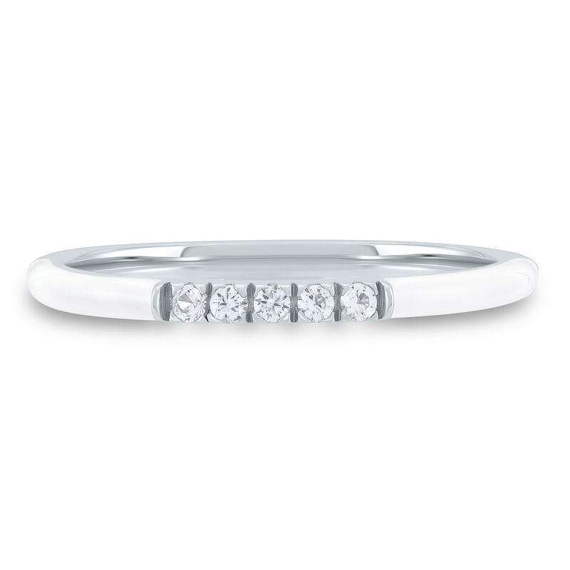 White Enamel and Lab Created White Sapphire Stack Ring in Sterling Silver