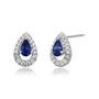 Blue Sapphire and Diamond Stud Earrings in 10K White Gold &#40;1/6 ct. tw.&#41;