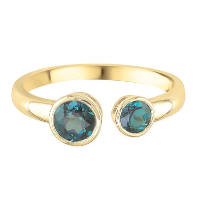 Lab-Created Alexandrite Open Ring in 10K Yellow Gold