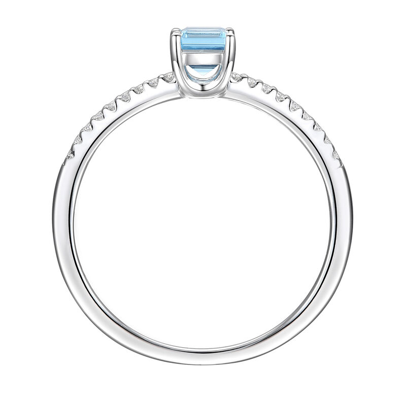 Blue Topaz and Lab Created White Sapphire Ring in Sterling Silver