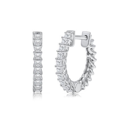 Diamond Hoop Earrings in 14K White Gold (1/2 ct. tw.)