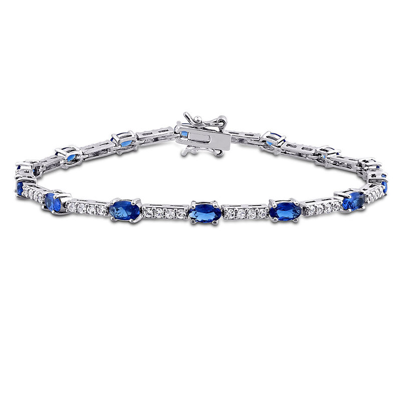 Sapphire Bracelet with Blue &amp; White Lab Created Sapphires in Sterling Silver