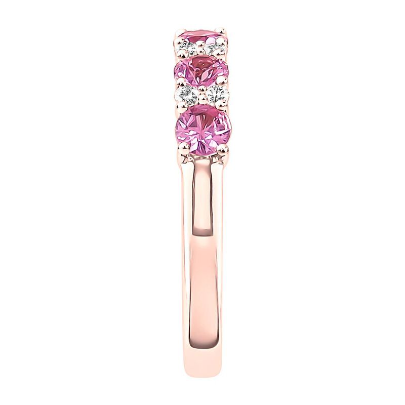 Pink Sapphire &amp; 1/7 ct. tw. Diamond Band in 10K Rose Gold