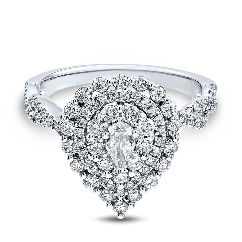 14K White Gold Twisted Engagement Ring