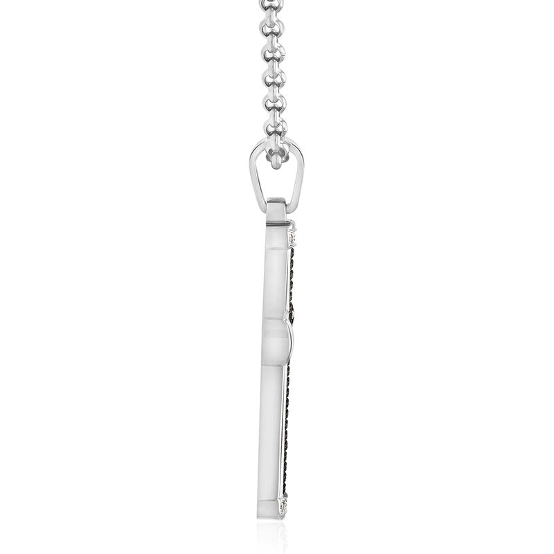 Men&#39;s 5/8 ct. tw. Black &amp; White Diamond Cross Necklace in Stainless Steel