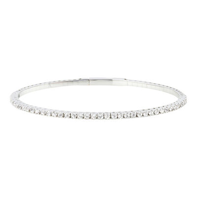 Diamond Flex Bangle Bracelet in 10K White Gold (1 ct. tw.) 