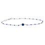 Lab Created Blue Sapphire and Beaded Enamel Bracelet in Sterling Silver
