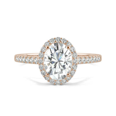 Oval Moissanite Halo Ring in 14K Rose Gold (1 3/5 ct. tw.)