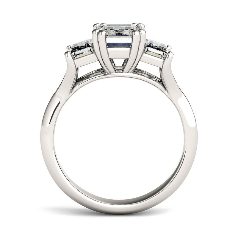 Emerald-cut Moissanite Three-Stone Ring in 14K White Gold &#40;2 7/8 ct. tw.&#41;