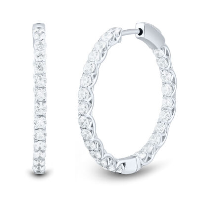Inside-Out Lab Grown Diamond Hoop Earrings in 10K White Gold (3 ct. tw.)