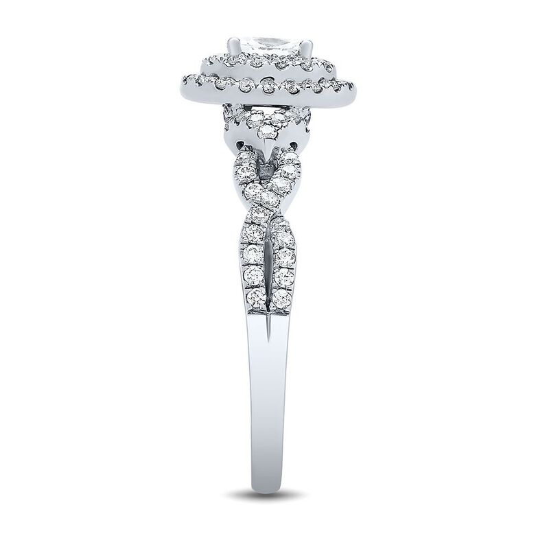 1 ct. tw. Diamond Halo Oval Engagement Ring in 14K White Gold