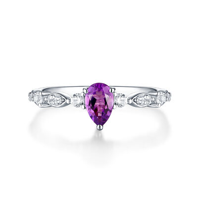 Amethyst & Lab Created White Sapphire Ring in Sterling Silver