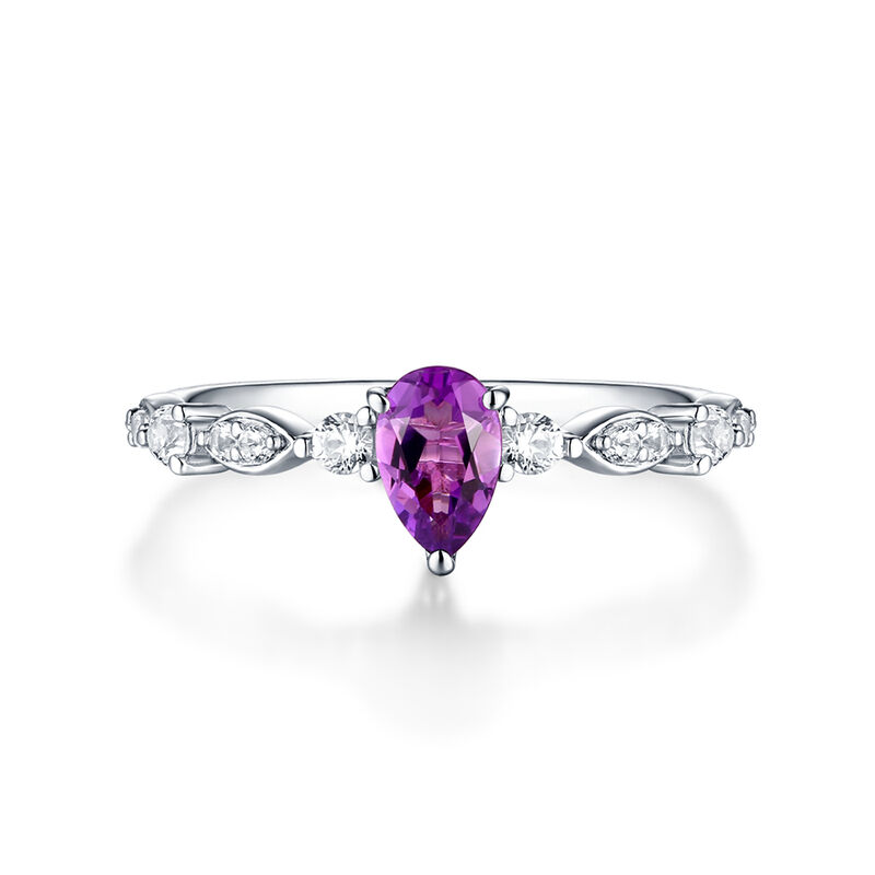 Amethyst &amp; Lab Created White Sapphire Ring in Sterling Silver