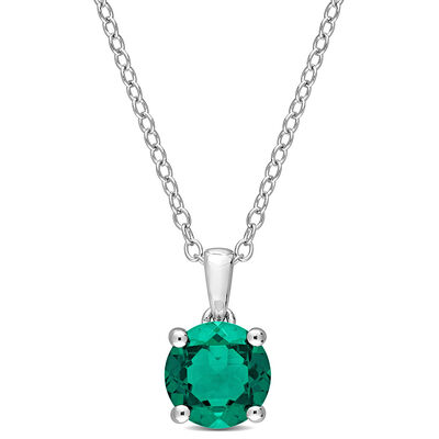 Birthstone Solitaire Pendant in Sterling Silver