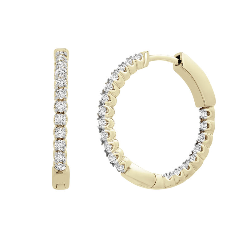 1/2 ct. tw. Diamond Inside-Out Hoop Earrings in 14K Yellow Gold 