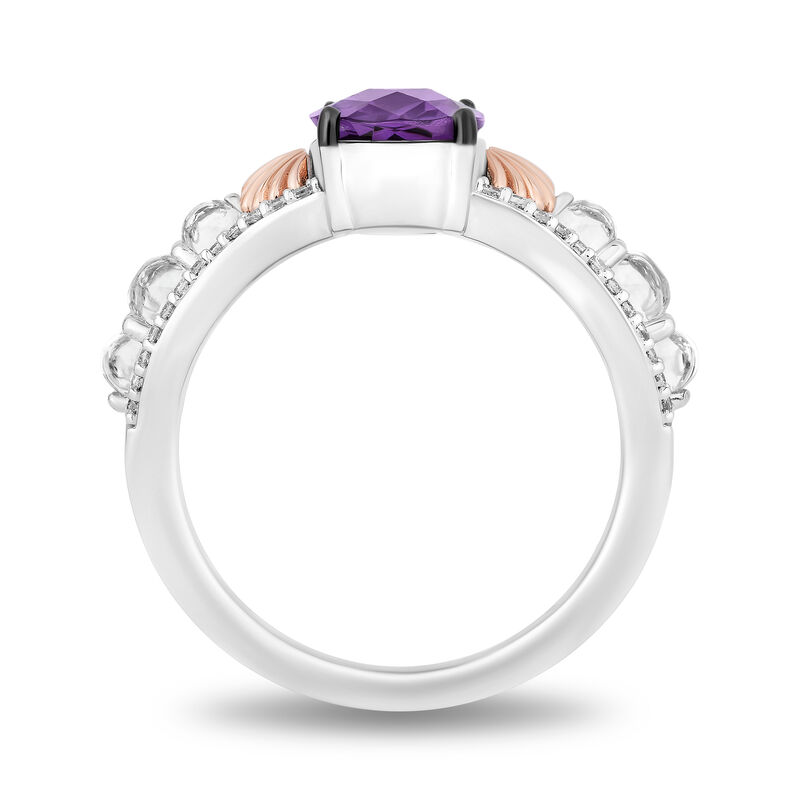 Little Mermaid Live Action Amethyst and Diamond Shell Ring in Sterling Silver and 10K Rose Gold &#40;1/6 ct. tw.&#41;
