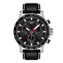 Black Supersport Chrono Men&rsquo;s Watch with Black Leather Bracelet in Stainless Steel