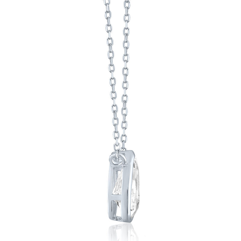 Lab-Created White Sapphire Bezel-Set Pendant in Sterling Silver