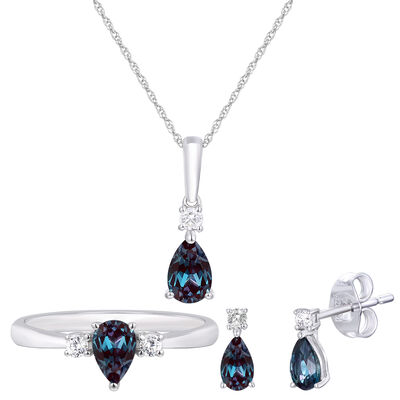 Lab-Created Alexandrite & Lab-Created White Sapphire Box Set in Sterling Silver
