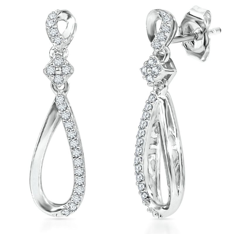 1/8 ct. tw. Diamond Teardrop Earrings in Sterling Silver
