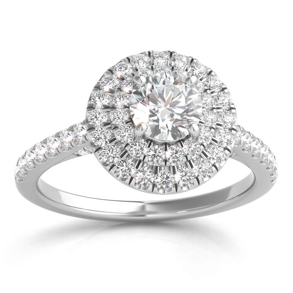 Fana Double Halo Round Diamond Engagement Ring With Split Diamond Shank  S3192 - Quest Jewelers