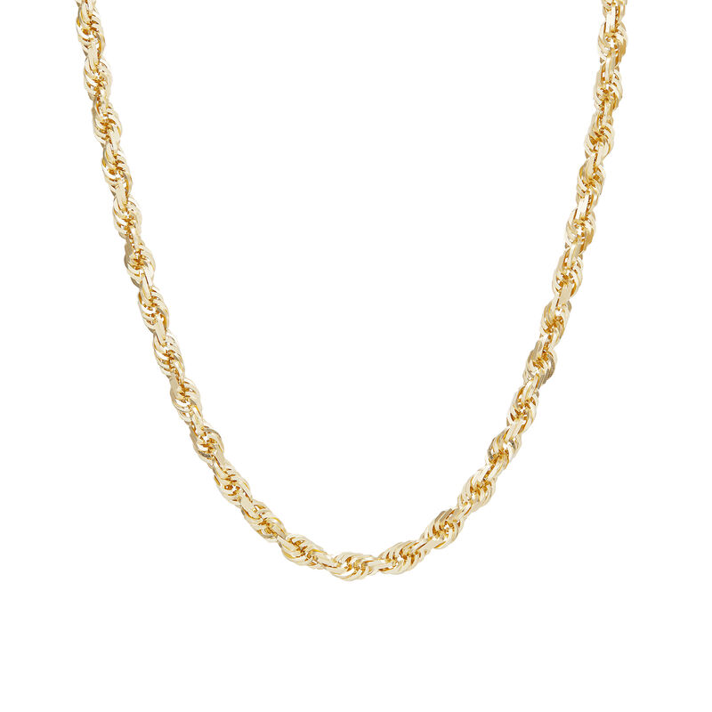 Men&#39;s Glitter Rope Chain in 10K Yellow Gold, 6mm, 30&quot;