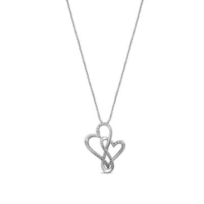 Lab Grown Diamond Pendant Pair of Hearts in 10K White Gold (1/4 ct. tw.)