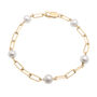 Pearl and Paperclip Chain Station Bracelet in Vermeil