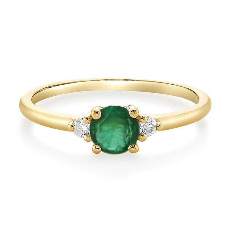 Emerald &amp; Diamond Ring in 10K Yellow Gold