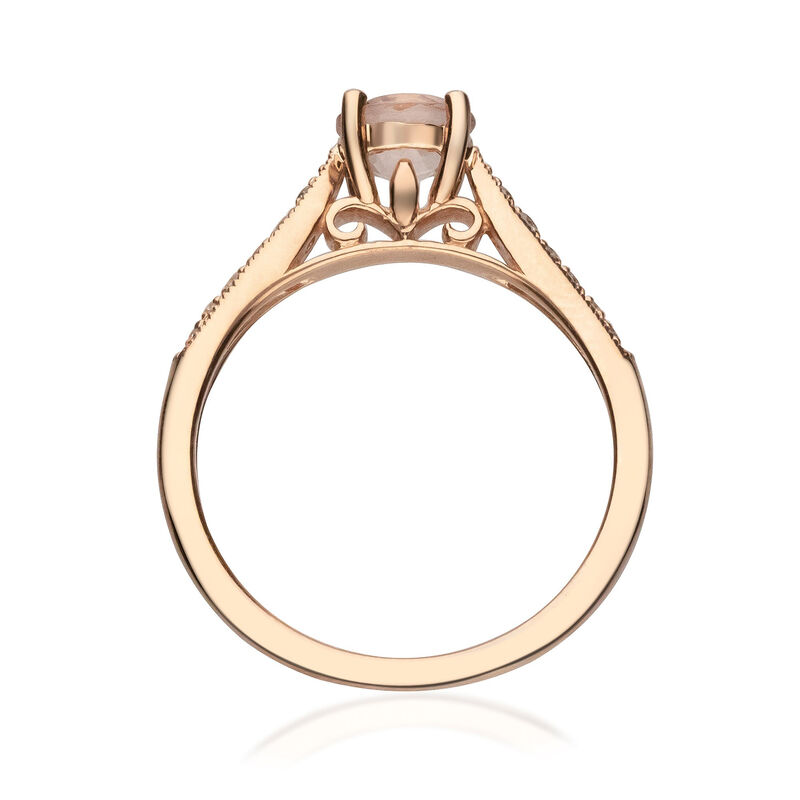 Round Morganite &amp; Diamond Ring in 14K Rose Gold &#40;1/10 ct. tw.&#41;