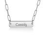 Engravable Bar Necklace with Paperclip Chain in Sterling Silver, 18&rdquo;