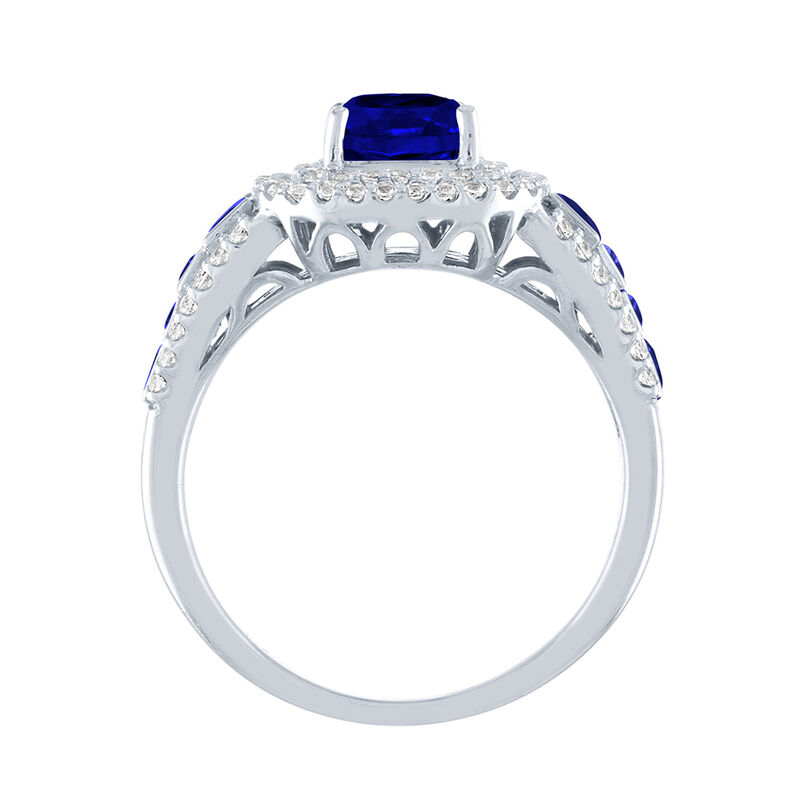 Lab Created Blue & White Sapphire Ring in Sterling Silver | Helzberg ...