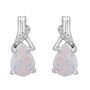 Lab Created Opal &amp; Diamond Pendant &amp; Earrings Boxed Set in Sterling Silver
