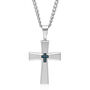 Blue Diamond Accent Cross Pendant in Stainless Steel