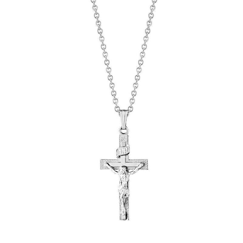 Children&#39;s Crucifix Cross Pendant in Sterling Silver
