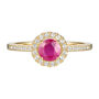 Round Ruby &amp; Diamond Halo Ring in 10K Yellow Gold &#40;1/7 ct. tw.&#41;
