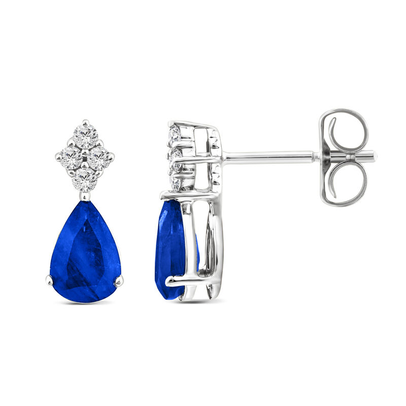 Blue Sapphire and Diamond Accent Earrings in 10K White Gold